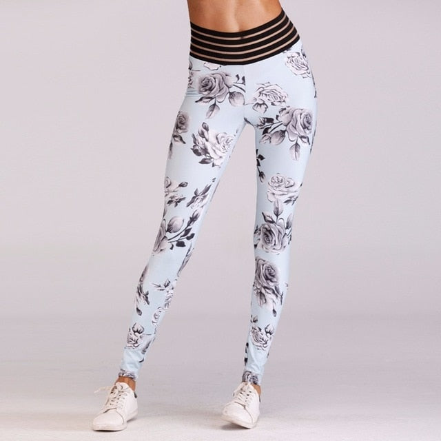 'Alyssa' Floral Print Scrunch Leggings / Yoga Pants