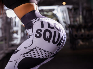 'Squat' Comic Design Leggings / Yoga Pants