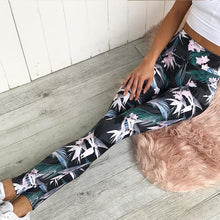 Load image into Gallery viewer, &#39;Lotus&#39; Floral Leaf Print  Leggings / Yoga Pants