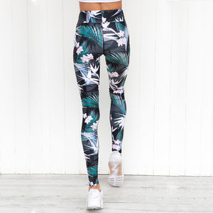 'Lotus' Floral Leaf Print  Leggings / Yoga Pants