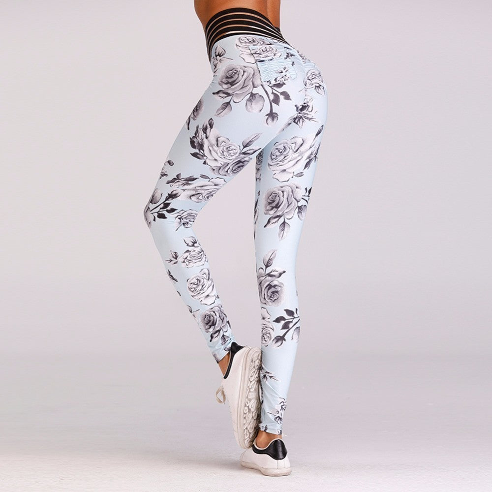 Alyssa' Floral Print Scrunch Leggings / Yoga Pants