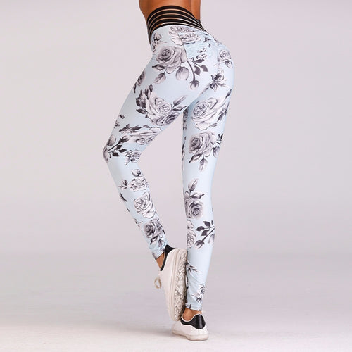 'Alyssa' Floral Print Scrunch Leggings / Yoga Pants