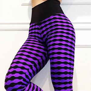 Zebra Stripe Textured Scrunch Leggings / Yoga Pants