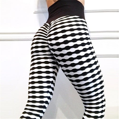 Zebra Stripe Textured Scrunch Leggings / Yoga Pants