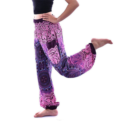 'Flower Child' High Waisted Harem Pants - Elasticated & Draw String