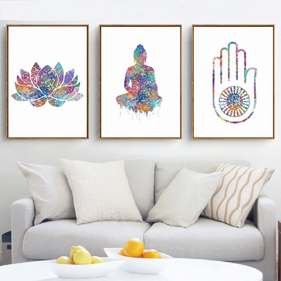 Watercolour Buddha Wall Canvas - 3 Design Styles