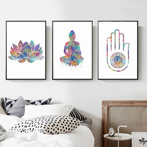 Watercolour Buddha Wall Canvas - 3 Design Styles