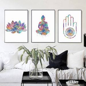 Watercolour Buddha Wall Canvas - 3 Design Styles