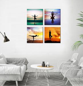 'Magic Four' Yoga Poses Wall Canvas