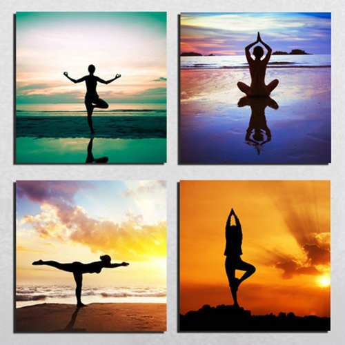 'Magic Four' Yoga Poses Wall Canvas